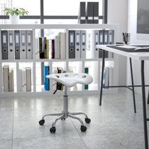 ECom Vinyl Office Stool for Desk Height, No Foot Ring, Casters, No Seat  Tilt, No Arms