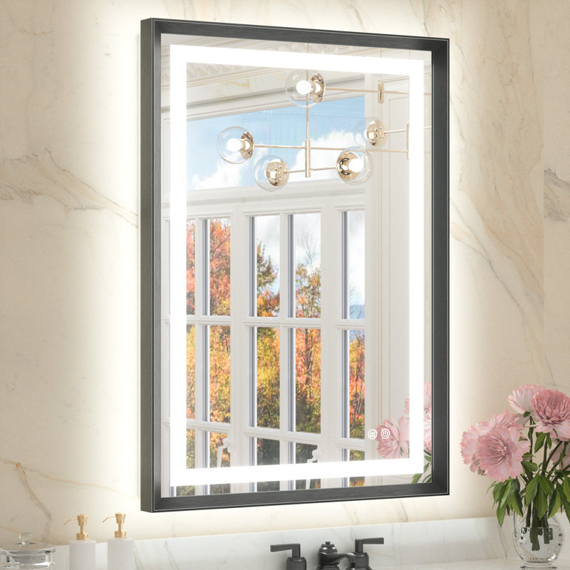 Miroir de salle de bain Dineen, Noir, 36 po x 24 po
