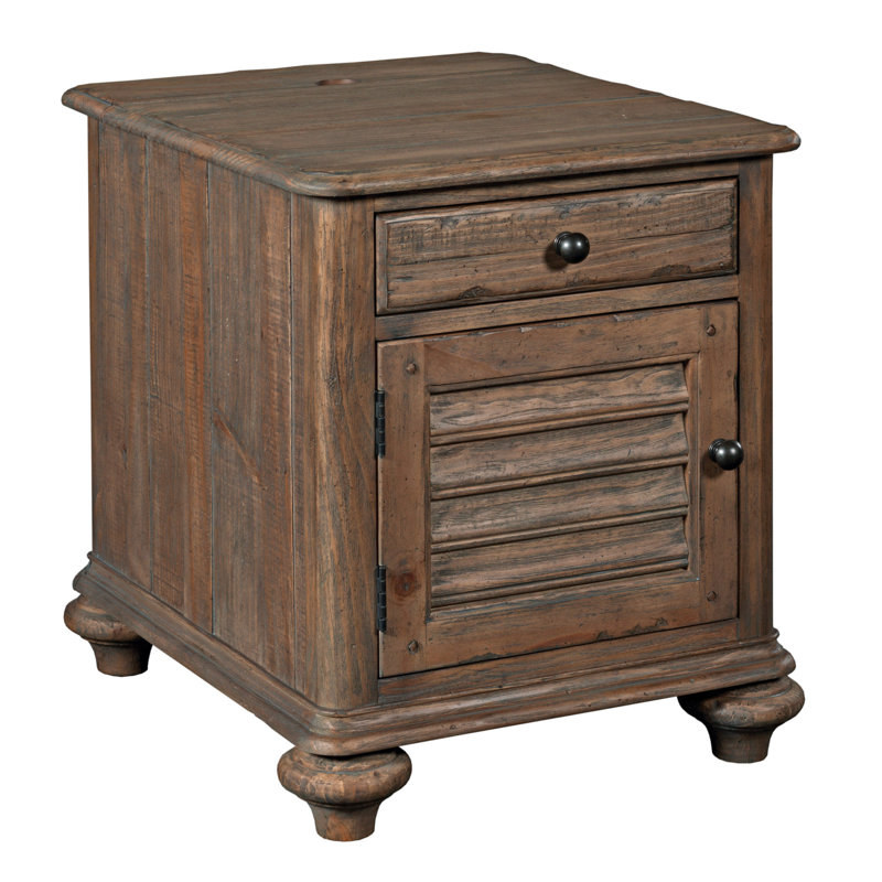 Table de bout en bois massif avec rangement Kempston