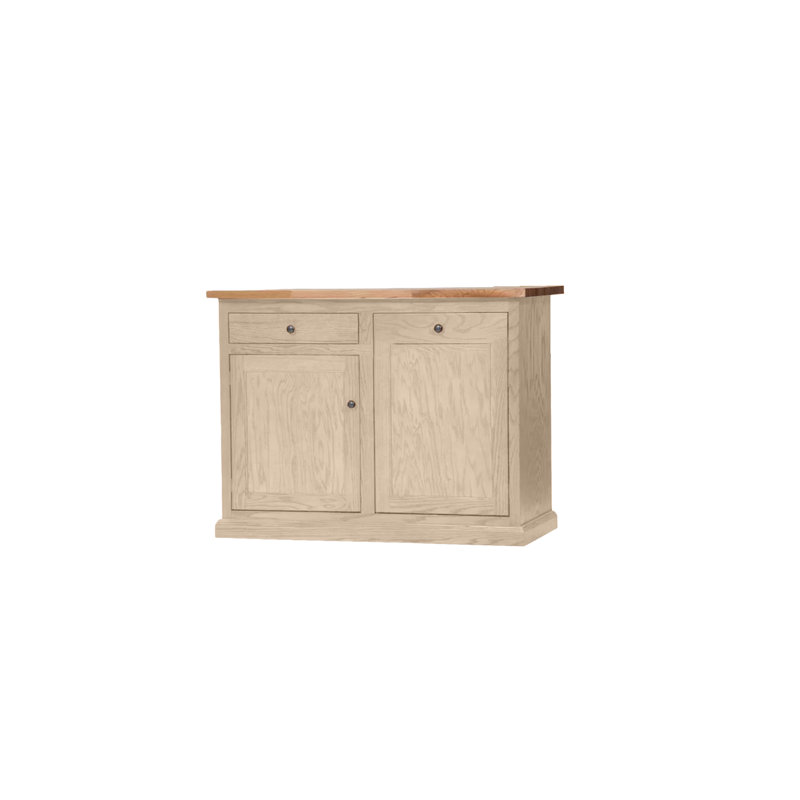 Traditional Oak 60" Solid Wood Kicthen Island with trash bin compartment, Unfinished