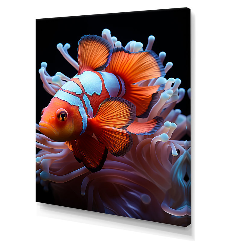 Vibrant Orange Clownfish Portrait on Cotton Canvas