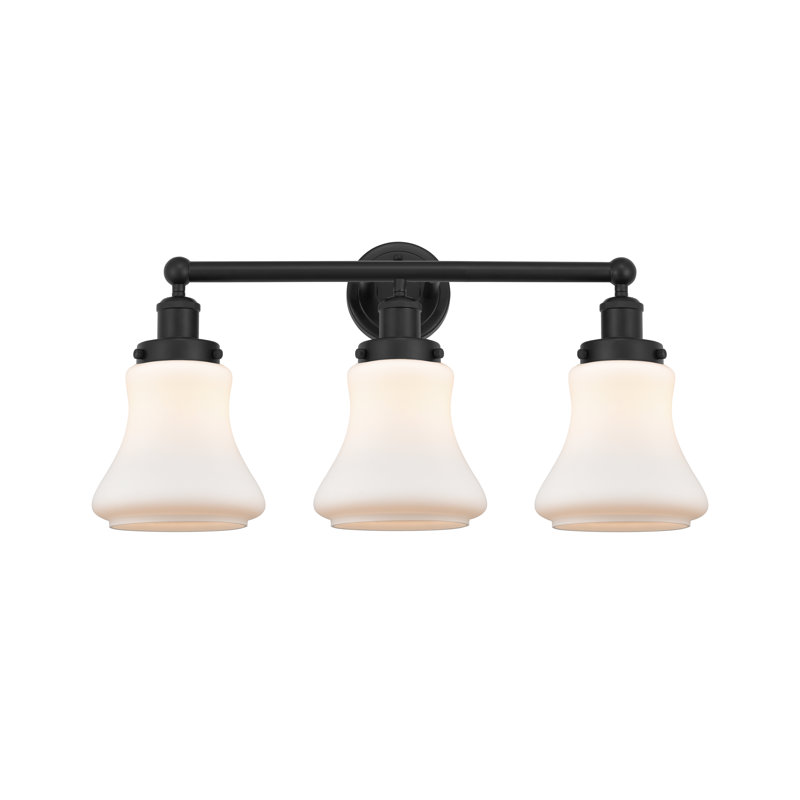Éclairage pour meuble-lavabo à 3 lumières à intensité variable Asadbek, Noir mat, Blanc mat