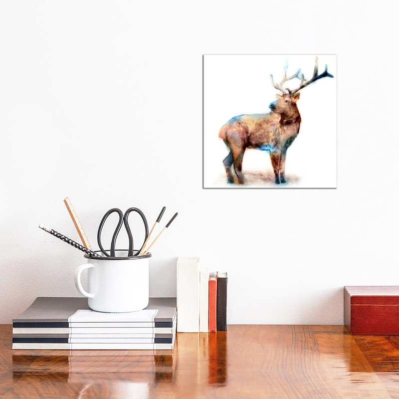 Elk by Edward Selkirk - Wrapped Canvas Painting, 30.48 cm H x 30.48 cm W