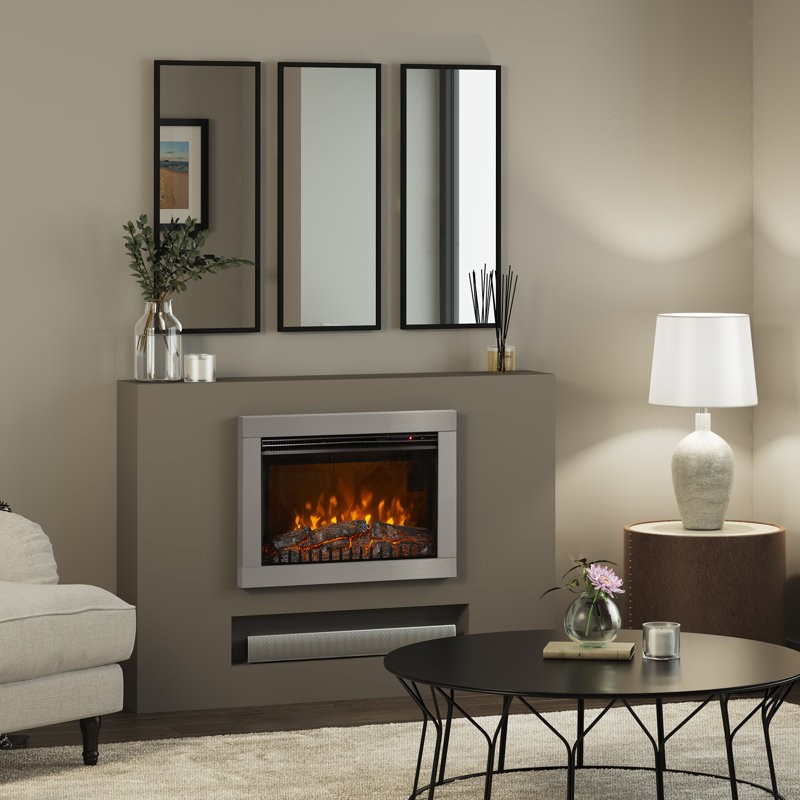 Adali Wall Inset Electric Fire, Chrome