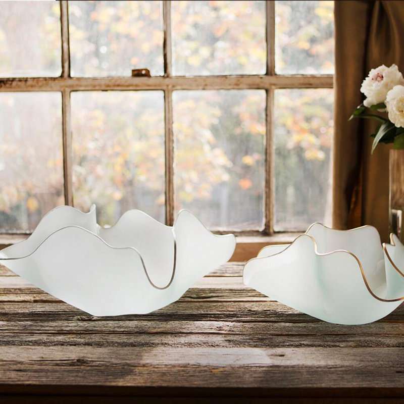 Anemone Handmade Glass Decorative Bowl, 7" H x 15" W x 14" D