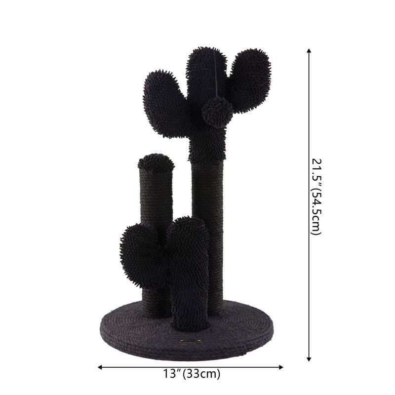 Grattoir pour chat Eppo Modern Jute Triple-Cactus, H 21,5 po x l 13 po x P 13 po, Noir