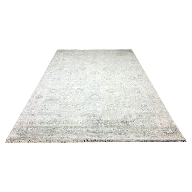 Handmade Silk and Wool Area Rug, Rectangle 10' x 14'