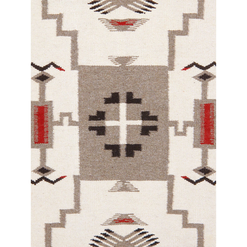 Rectangle Tuscany Southwestern Handmade Flatweave Wool Area Rug in Red/White/Brown, Rectangle 3'2" x 5"