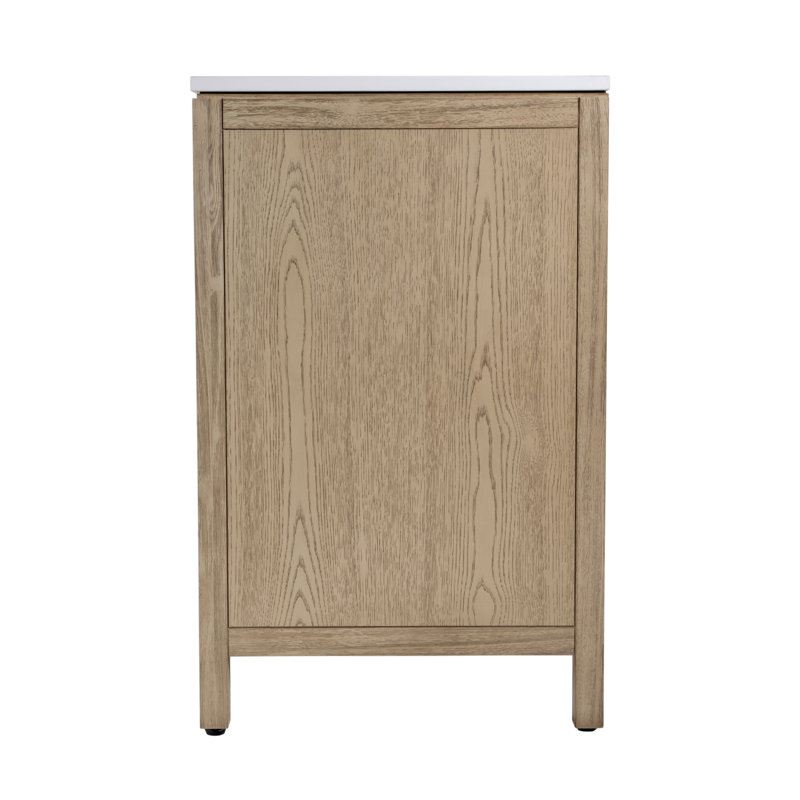 Nora 36 in W Quartz Top Single Sink Bathroom Vanity Set, Light Oak