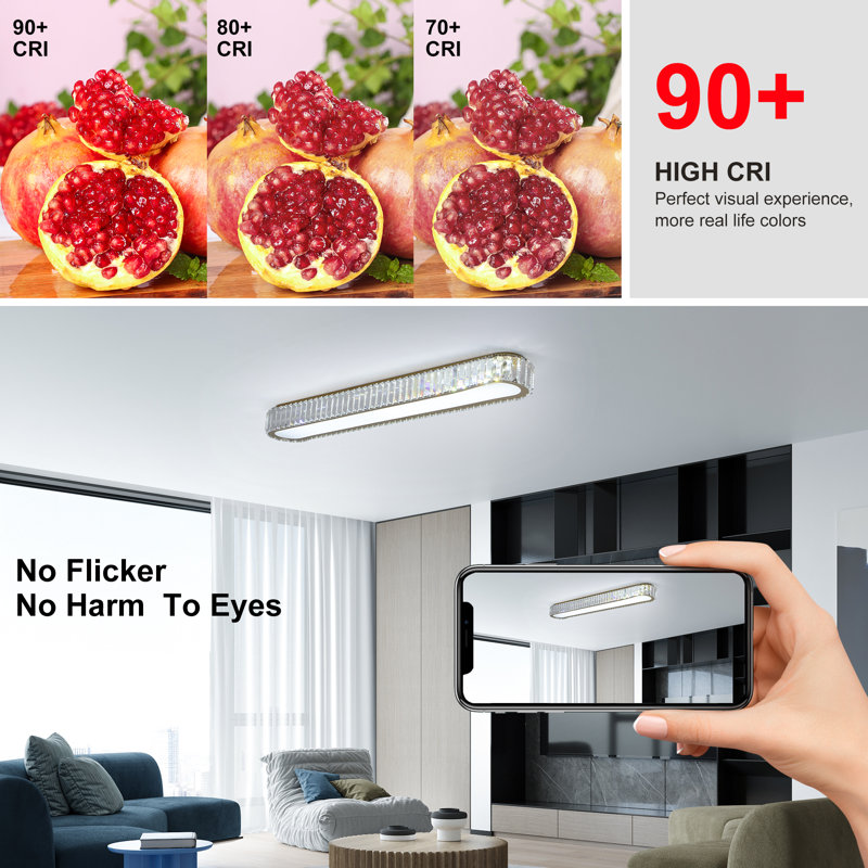 Tranae 38.6" Crystal LED Dimmable Flush Mount Light