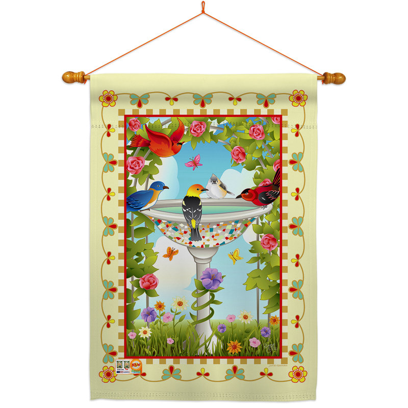 Oiseaux de bain à 2 faces 40 x 28 po Ensemble de drapeaux