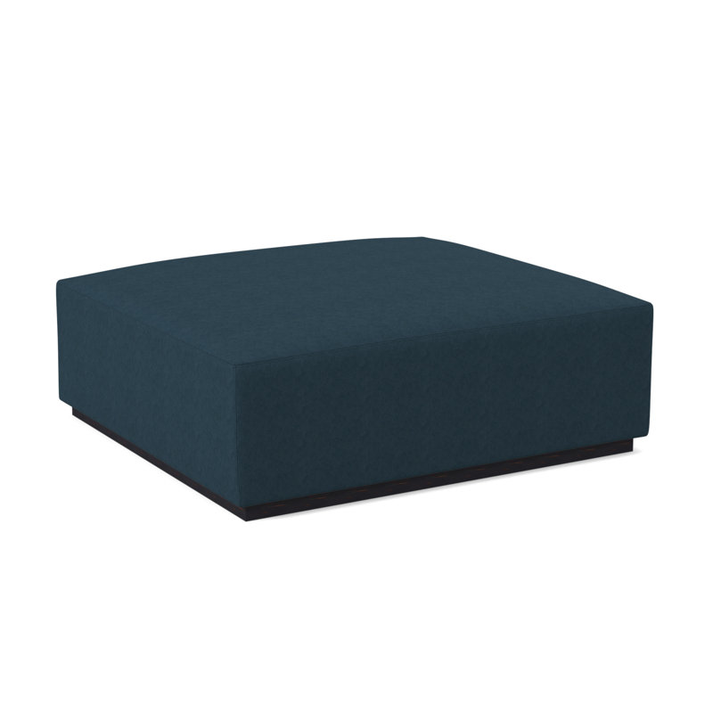 Club Upholstered Ottoman, Vintage Ebony, Margaret Lagoon Polyester Blend