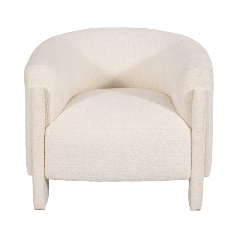 Roundback Accent Chair, Rust, Ivory Fabric