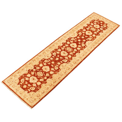 Tapis de la laine de couloir 2 pi 8 po x 9 pi 6 po "one-of-kind" -noué la 2010 chobi bourgogne/ivoire Cannata