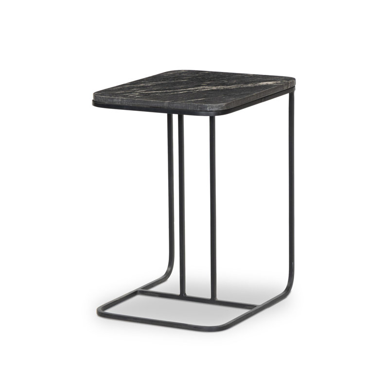 Adalley Marble End Table, Matte Black, Polished Black