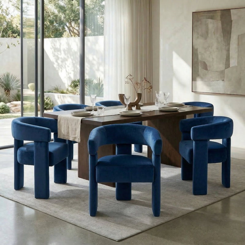 Light-Luxury Velvet Dining Chair, Blue