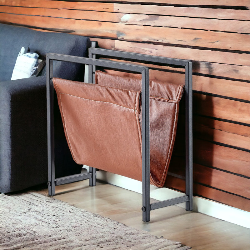 Porte-revues en cuirette Yudany, Brun