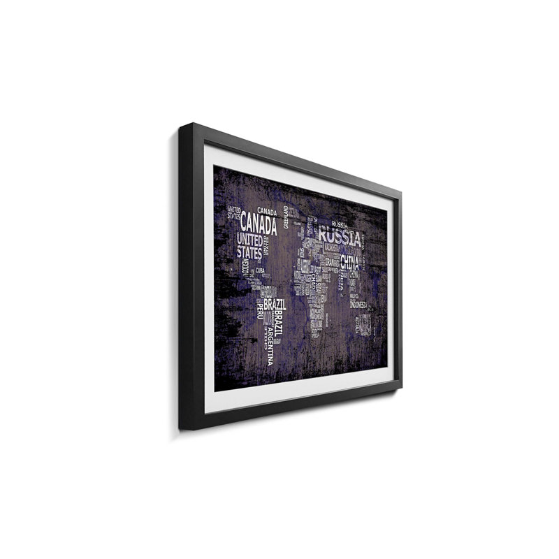 Weltkarten Worldmap No.9 - Single Picture Frame Print, 60cm H x 80cm W x 2.2cm D