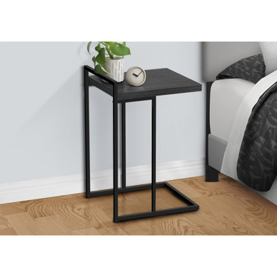 Table d'appoint en forme de C en métal et stratifié pour les collations, le salon, la chambre à coucher