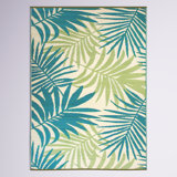 Tapis intérieur / extérieur en polypropylène tissé à la machine Rectangle en vert / bleu