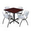 Table de salle de repos carrée Nicklo, chaises empilables 4 M-32668303-32668307-40142455