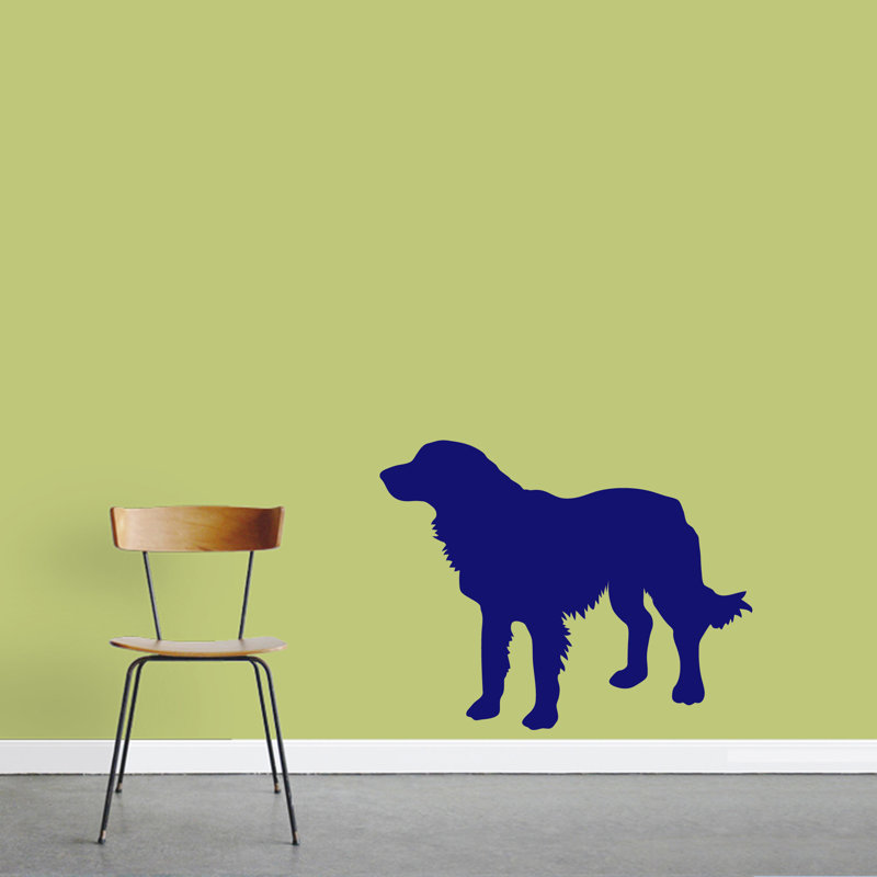 Décalcomanie murale silhouette de golden retriever Turnbow, Bleu marine