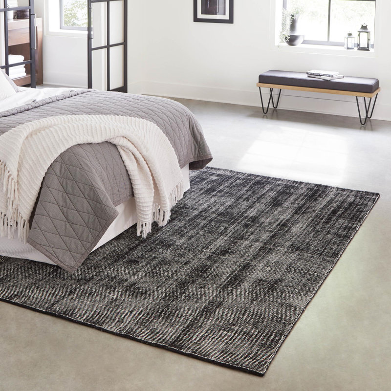 Tapis uni / rayé Liabah de couleur mûre / ivoire, Rectangle de 10 pi x 14 pi