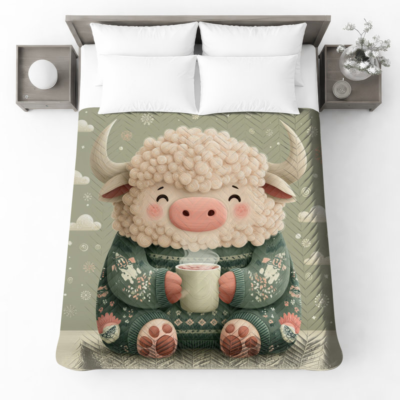Mignon dessin de couvre-lit animal, Grand lit