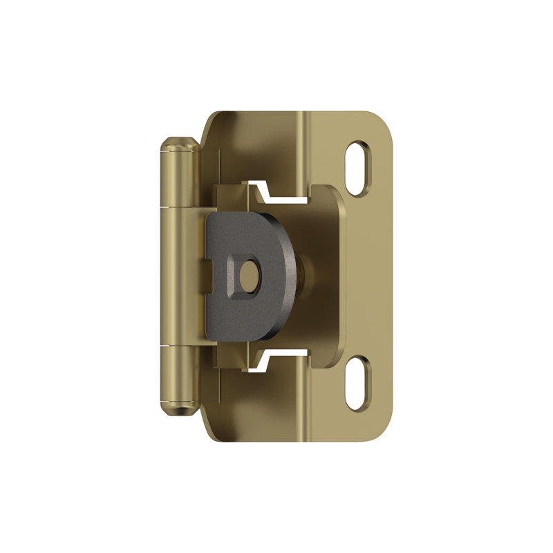 1/2 inch (13mm) Overlay Single Demountable Partial Wrap Golden Champagne Cabinet Hinge - 1 Pair, Golden Champagne
