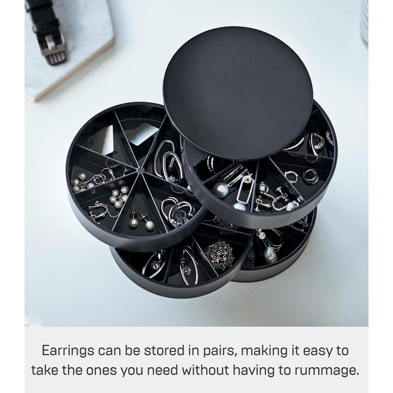Tower Stacked Plastic Jewellery Organizer Tray, Black
