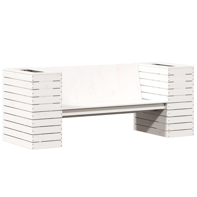 Planter Bench 65.9"X23.6"X25.6" Solid Wood Pine, White
