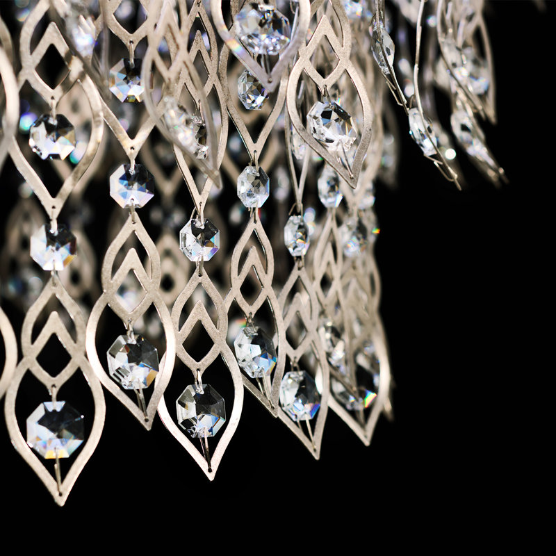 Pavona 1 Light Crystal LED Chandelier, Antique Silver