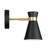 2-Pack Battery-Operated LED Wall Sconce Matte Black with Brushed Gold Accents