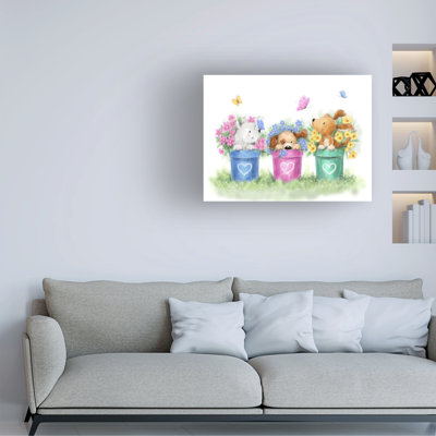 Art sur toile «ologic bolologia Three Dogs In Flower Pots »