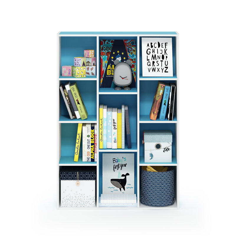 Placentia 11-Cube Reversible Open Shelf Bookcase, White/Light Blue