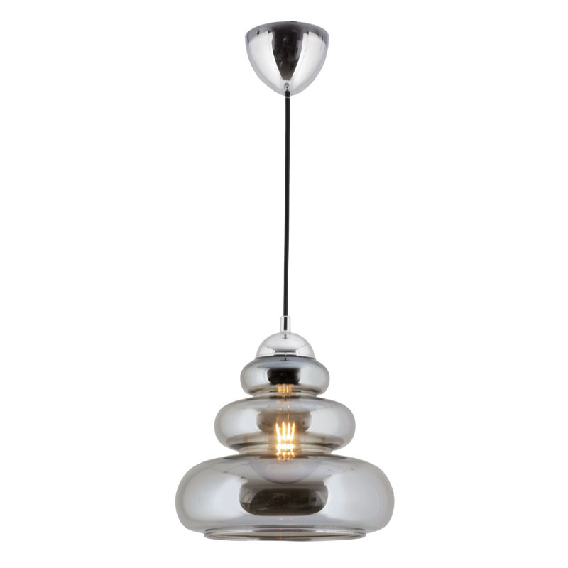 Lustre élégant, corps en plastique, plaque de base 9,8 x 2,8 pouces, capuchon en verre 25,0 x 9,4 pouces | Douille E27, 40 W maximum, hauteur réglable 12,2 - 23,6 pouces | Éclairage élégant pour le salon et la salle à manger, indice de protection IP20