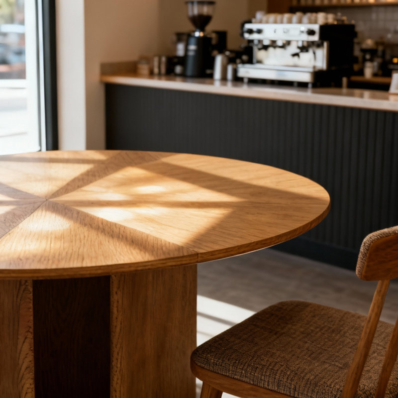Table de salle à manger ronde en bois de 59,05 po de style Mid-Century moderne