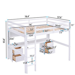 Harriet Bee Gursimran Kids Full Loft Bed with Drawers & Reviews | Wayfair