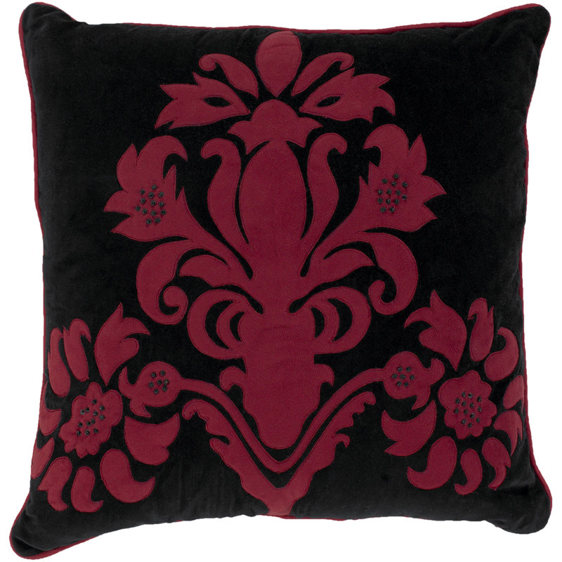  Coussin Damask, 18 po, Chocolat / bleu clair, Polyester