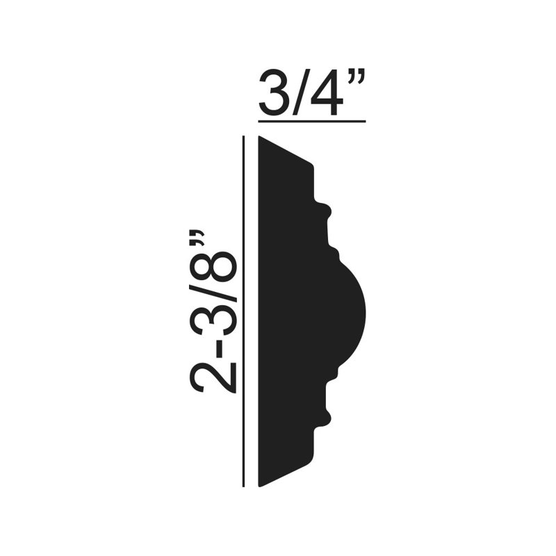 2-3/8 in x 3/4 in x 94-1/2 in Running Bead Polyurethane Panel Moulding Pro PK 31-1/2 LF