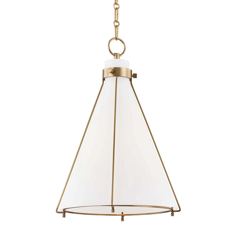 Luminaire suspendu conique à 1 lumière Trejohn, Laiton vieilli