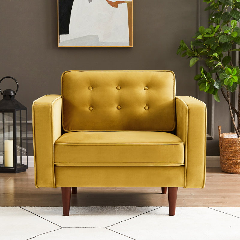 Chiang Velvet Armchair, Yellow