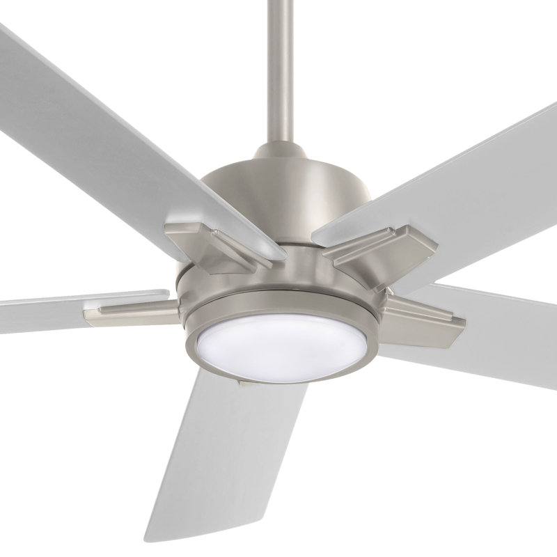 54" 5 - Blade LED Standard Ceiling Fan with Remote Control and Light Kit Included, Brushed Nickel