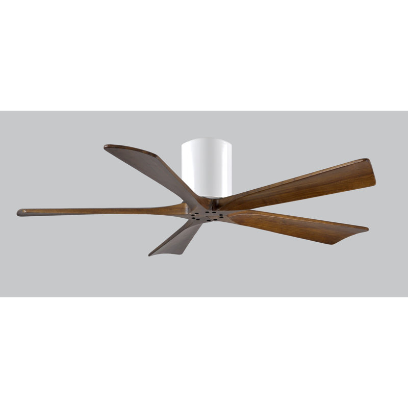 Ventilateur à pales encastré 5 pales Irene, Blanc brillant, 52", Ton noyer