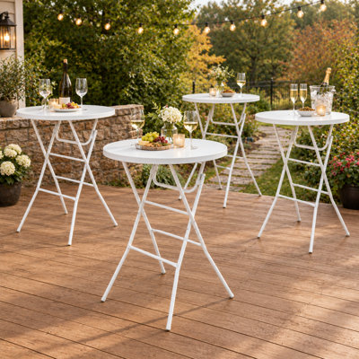 Ensemble de 4 tables de cocktail rondes pliantes en plastique de 81 cm (32 po), hauteur bar de 110 cm (43,3 po), tables portatives pour événements, fêtes, mariages et événements en plein air