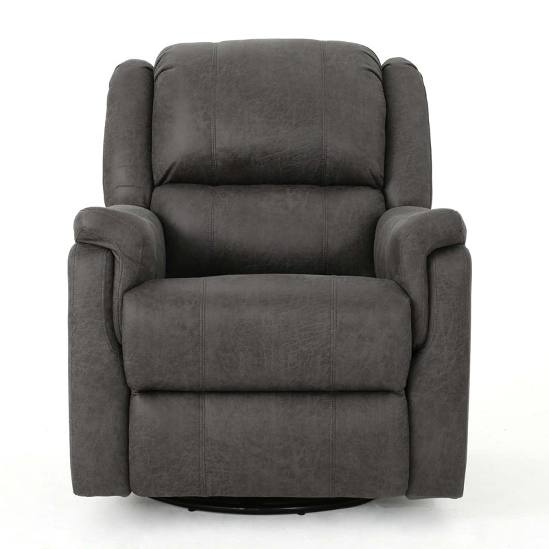 Themba Swivel Recliner, Slate Microfiber / Microsuede