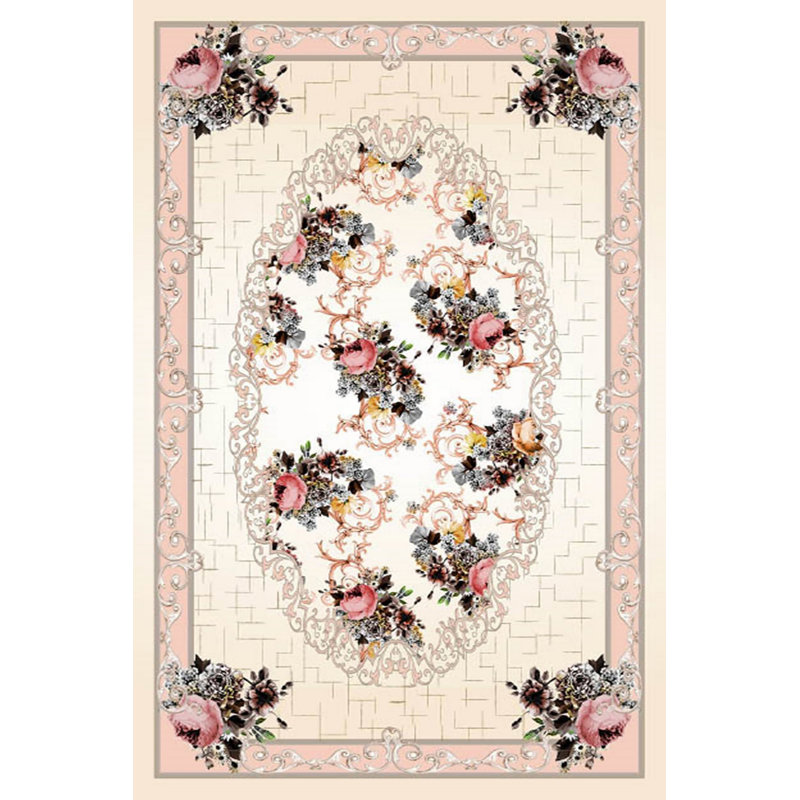 Tapis luxueux en velours (4,6 x 7,2 pi), tissu antibactérien à 100%, envers en coton antidérapant, hauteur des poils: 0,4 po | Lavable à la machine, impression numérique 3D | Parfait pour le décor du salon et de la chambre à coucher, doux et durable