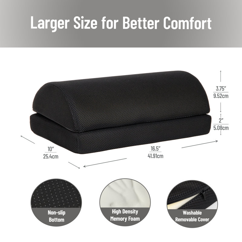 Repose-pieds sous le bureau en mousse viscoélastique Mind Reader, soutien ergonomique pour le dos, les hanches, les jambes, les genoux et les pieds, hauteur réglable, mousse à mémoire de forme, noir