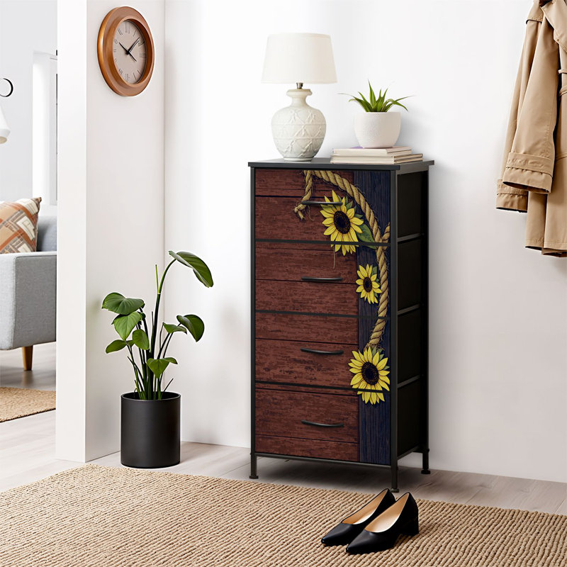 4 Drawer Dresser for Bedroom, Narrow Chest of Drawers, Wooden Top and Study Iron Frame 18"x37.5"-(WxH)