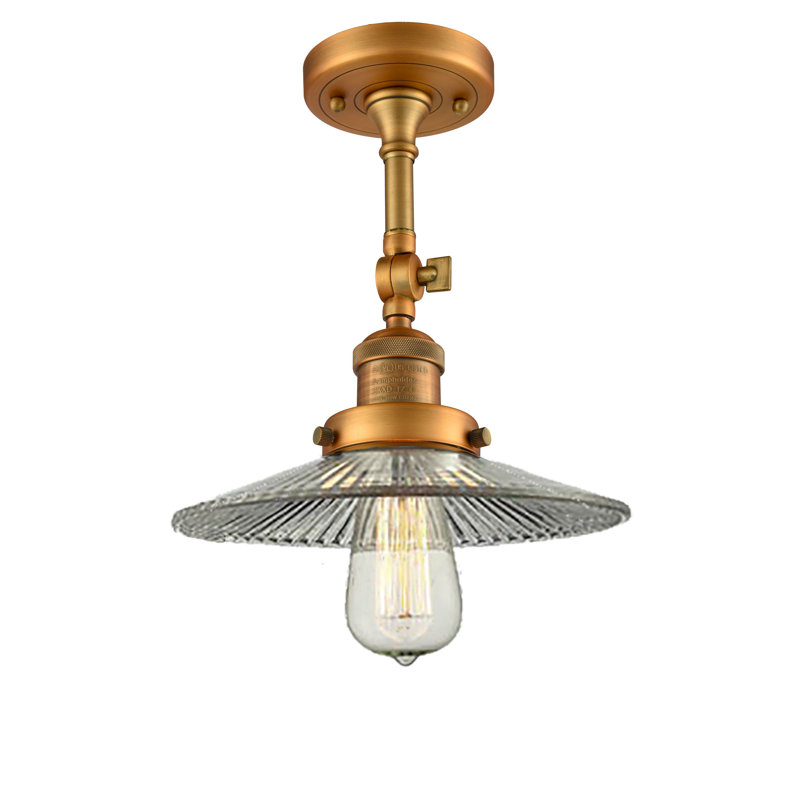Miramontes Glass Semi Flush Mount, Brushed Brass, 2"H x 9"W, Clear Holophane